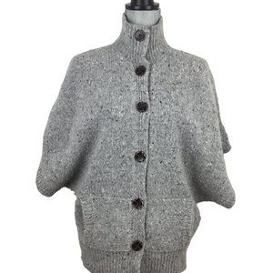 Irish Wool Aran Fisherman Cable Knit Keltic Cardigan Sweater sz M Grey